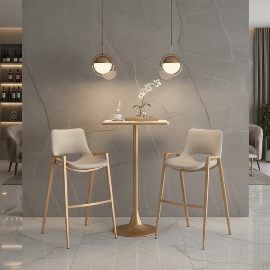 Desi Barstool (Set of 2) Beige & Gold