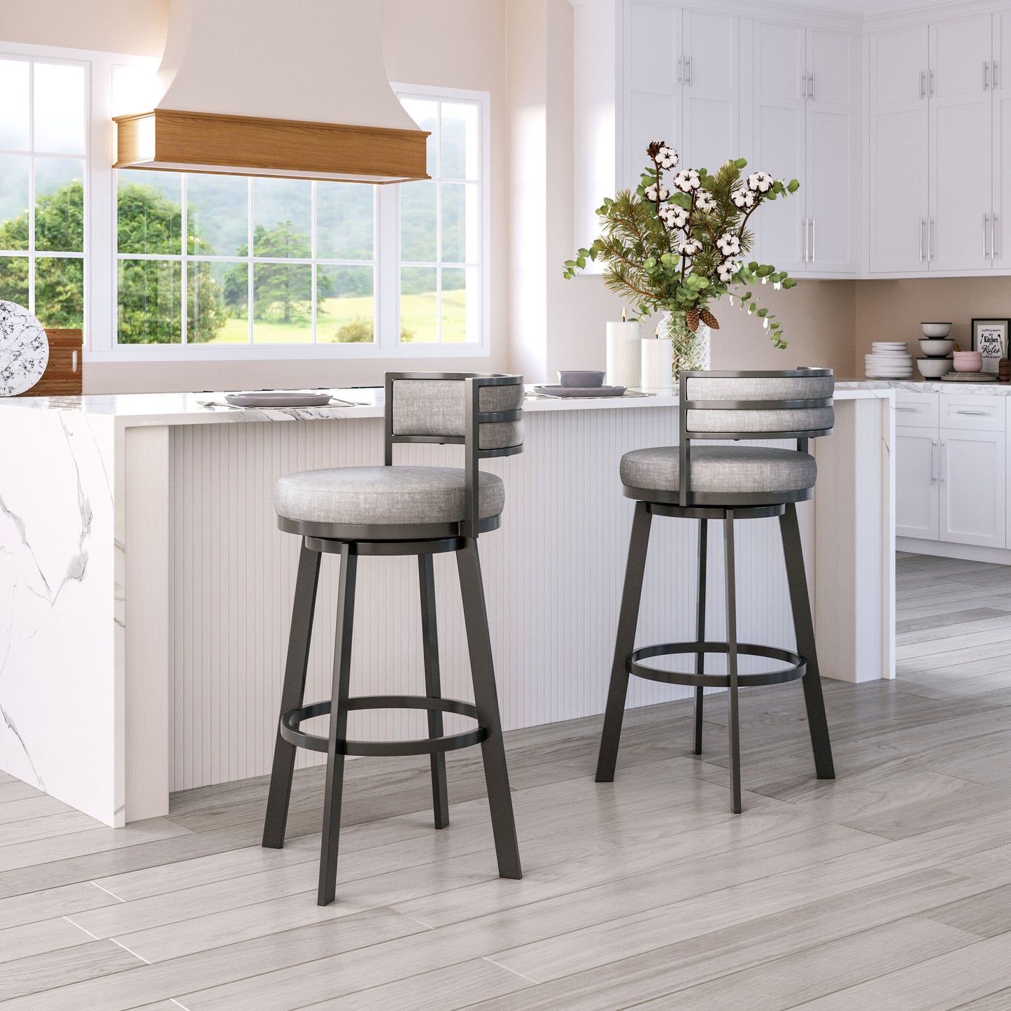 Gimsby Swivel Barstool Gray style shot 1