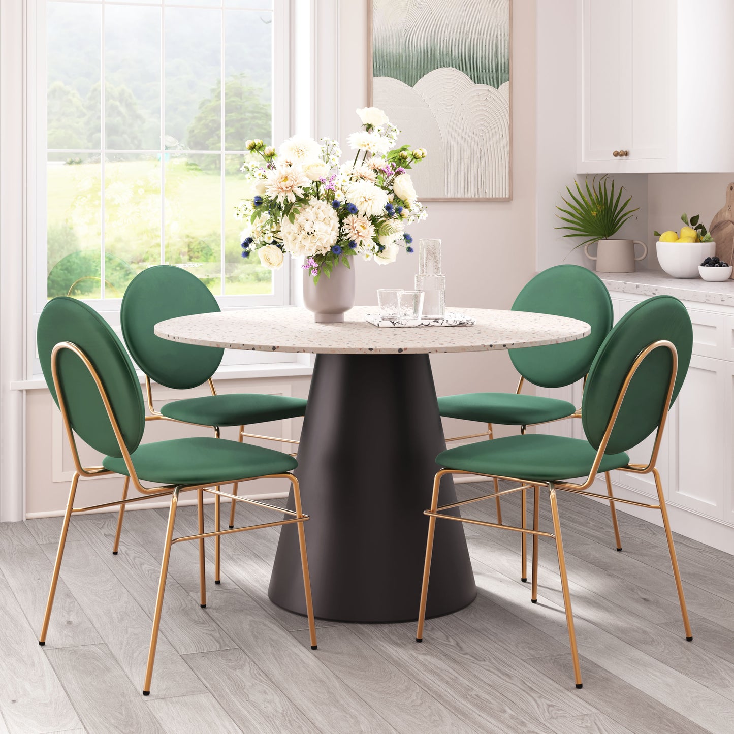 Jorf Dining Table Beige & Bronze style shot 1