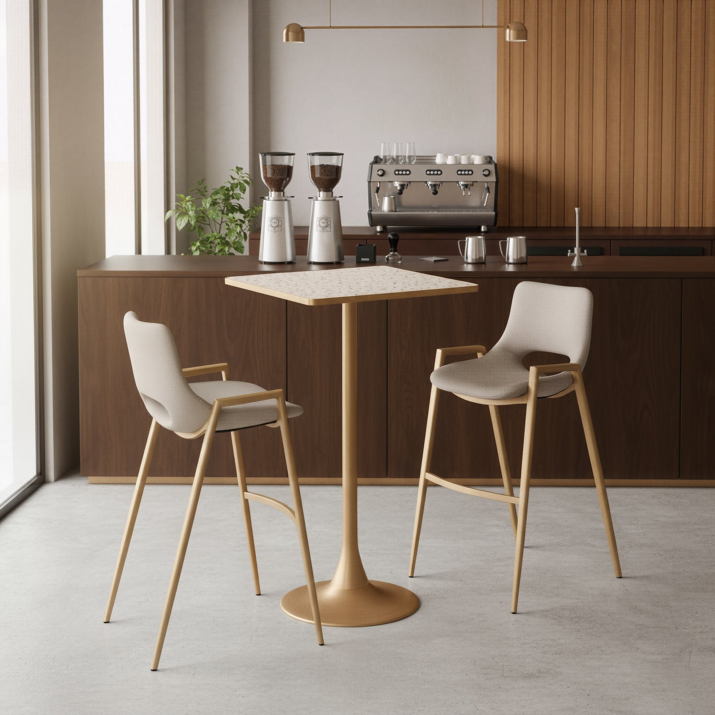 Spot Bar Table Beige & Gold