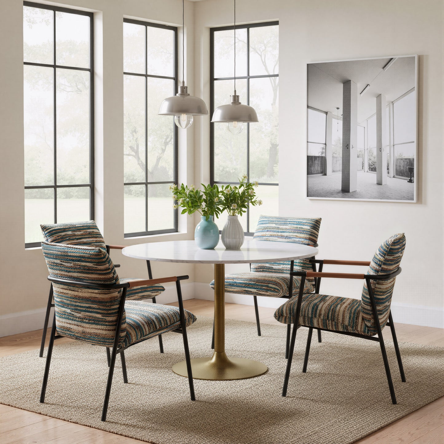 Ithaca Dining Table White & Gold