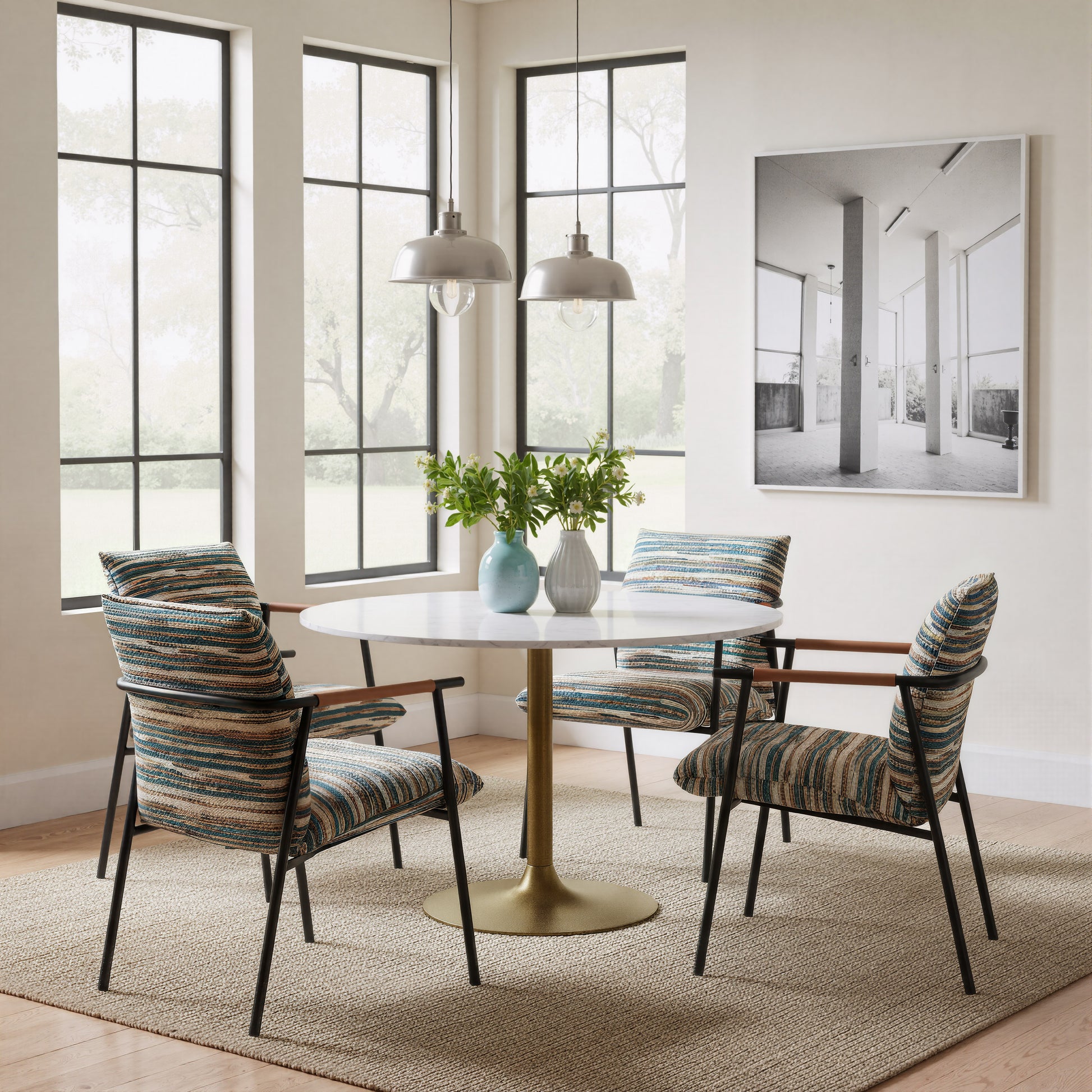 Ithaca Dining Table White & Gold