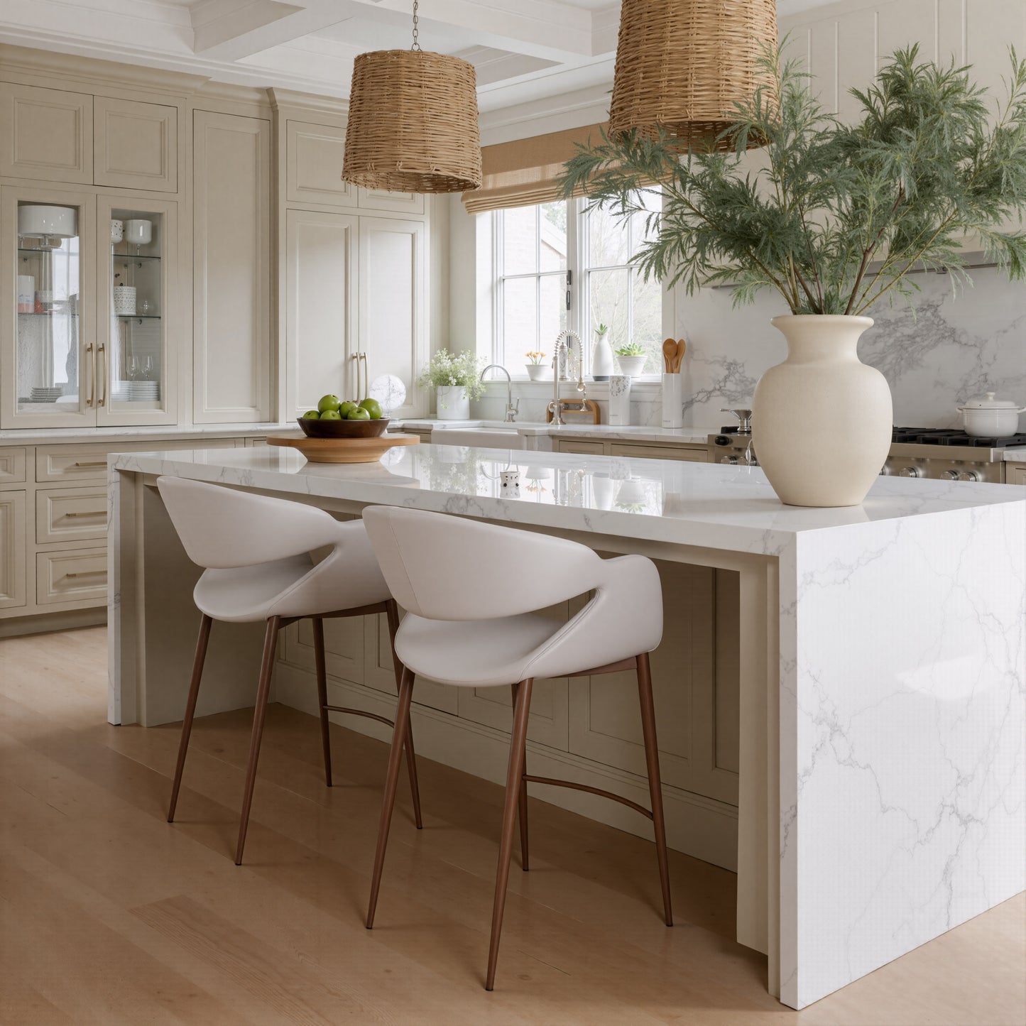 Limay Counter Stool Beige & Walnut style shot 1